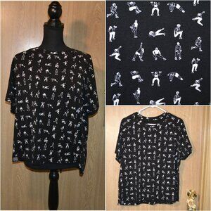 Oiselle Black All Over Athlete Graphic Print Workout Athletic Gym Active Tee